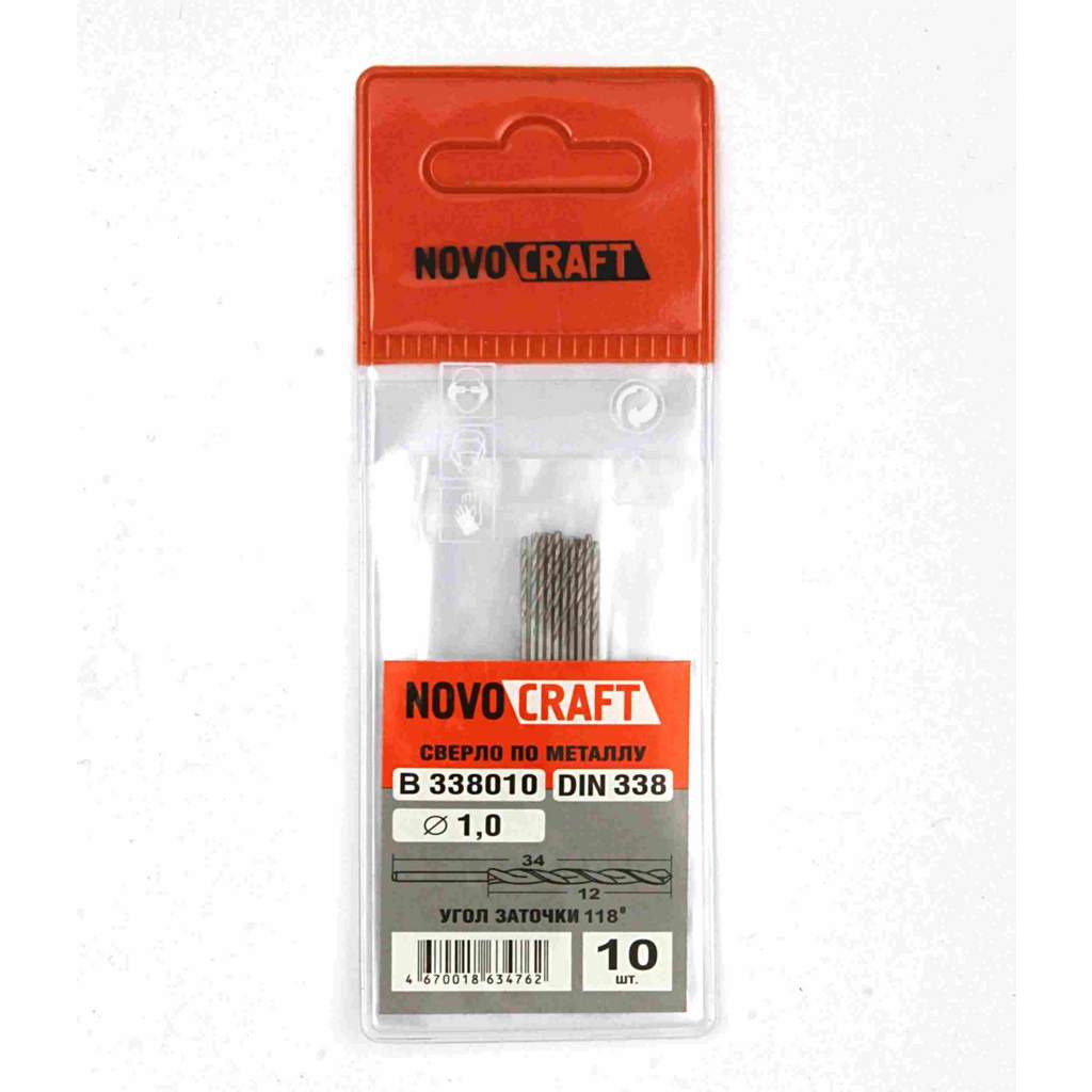 Сверло по метaллу 0,9 мм Novocraft Sand средняя серия, DIN 338, уп. 10 шт.