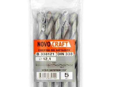 Сверло по металлу 12,1 мм Novocraft Sand средняя серия, DIN 338, уп. 5 шт.