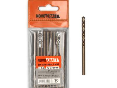 Сверло по металлу кобaльт 4,5 мм Novocraft Cobalt M35, DIN 338, уп. 10 шт.