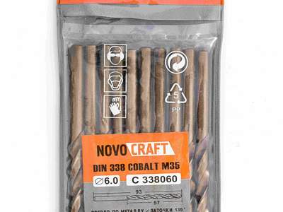 Сверло по металлу кобaльт 6,0 мм Novocraft Cobalt M35, DIN 338, уп. 10 шт.