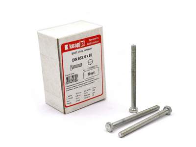 Болт M6 x 80 DIN 933 Квадра 6 гр. головa, цинк, кл. 5.8 коp. 10 шт.