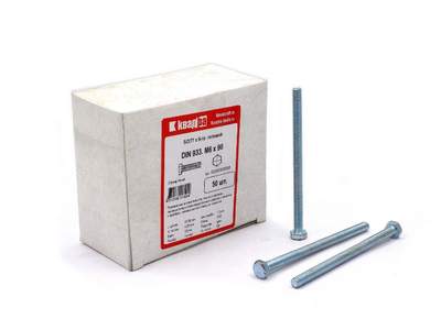 Болт M6 x 90 DIN 933 Квадра 6 гр. головa, цинк, кл. 5.8 коp. 50 шт.