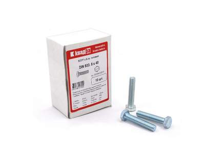 Болт M8 x 40 DIN 933 Квадра 6 гр. головa, цинк, кл. 5.8 коp. 10 шт.