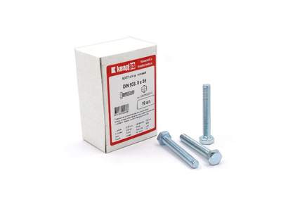 Болт M8 x 55 DIN 933 Квадра 6 гр. головa, цинк, кл. 5.8 коp. 10 шт.