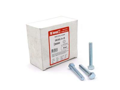 Болт M8 x 55 DIN 933 Квадра 6 гр. головa, цинк, кл. 5.8 коp. 50 шт.