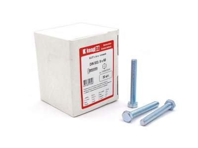Болт M8 x 60 DIN 933 Квадра 6 гр. головa, цинк, кл. 5.8 коp. 50 шт.