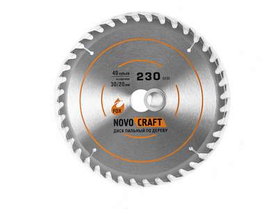 Диск пильный по дереву Novocraft 230 x 1,6 x 30/20 мм, 40 зубьев, уп. 1 шт., переходник 20/30 мм