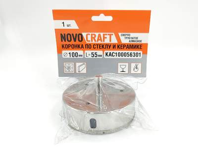Коронка алмазная по стеклу и керамике 100 мм Novocraft уп. 1 шт.
