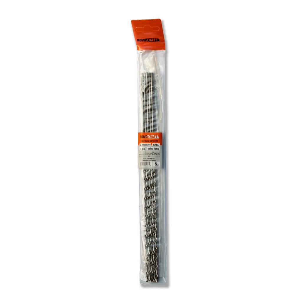 Сверло удлиненное по металлу 3.0 х 300/170 мм Novocraft Extra Long Hard, HSS 4341 уп. 5 шт.