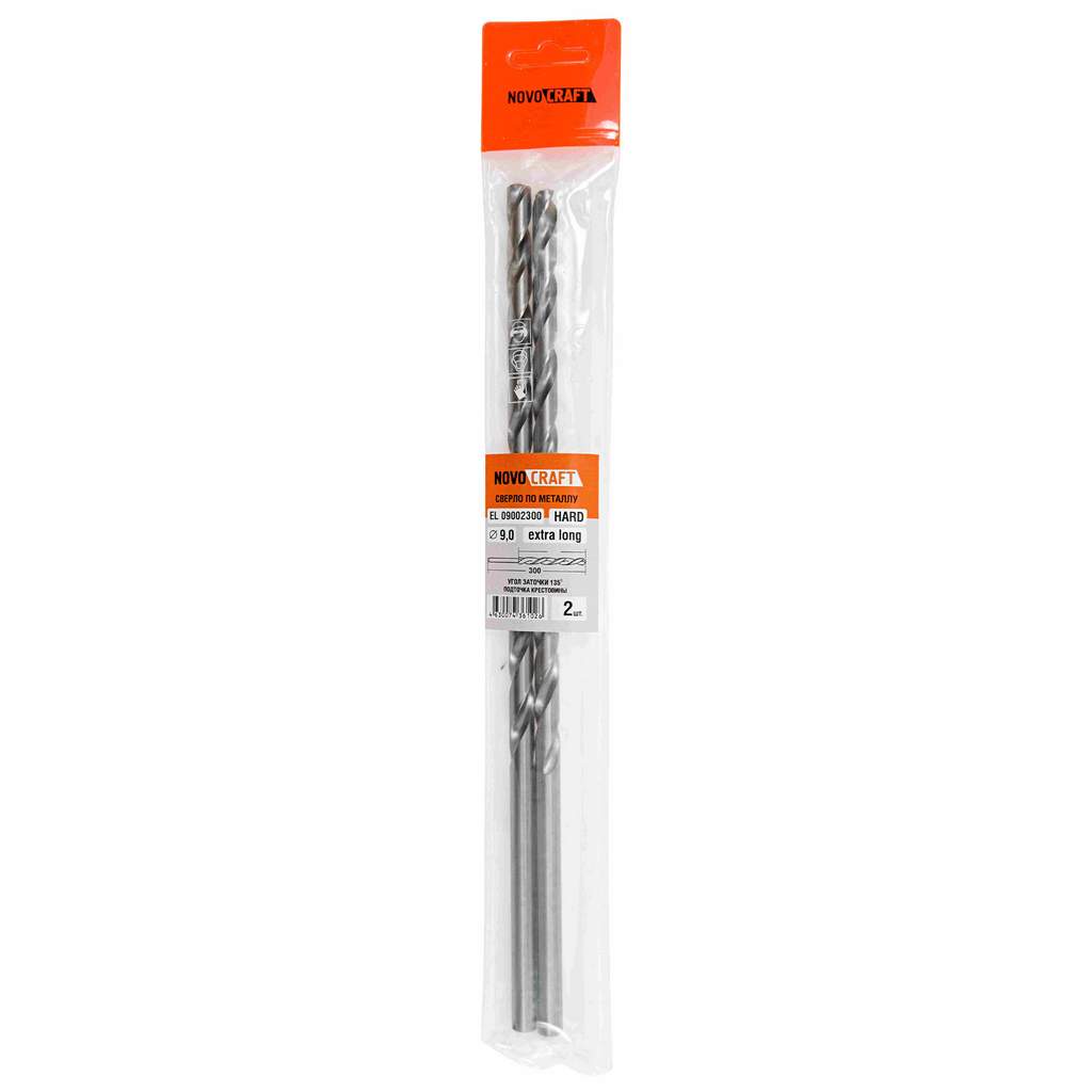 Сверло удлиненное по металлу 9.0 х 300/170 мм Novocraft Extra Long Hard, HSS 4341 уп. 2 шт.