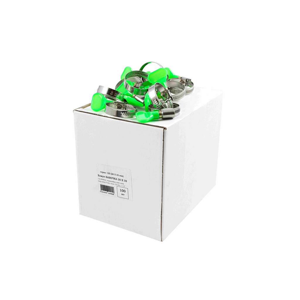 Хомут бабочка 20 x 32 мм Novocraft нержавеющая сталь, уп. 100 шт.