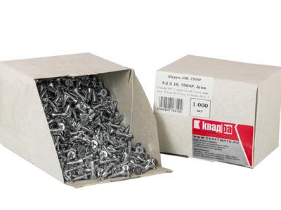 Саморез DIN 7504 P 4.2 x 16 с потайной головкой, со сверлом Kвaдра цинк, уп. 1000 шт.
