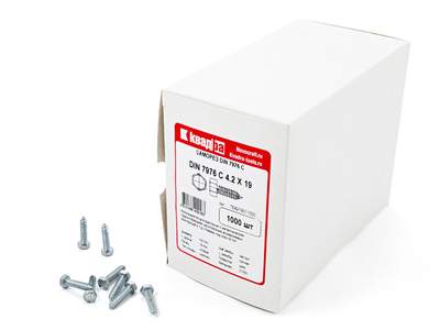 Шуруп DIN 7976 C 4.2 x 19 с шестигранной головой, острый, оцинкованный, уп. 1000 шт.