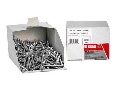 Саморез DIN 7982 4.2 x 45 с потайной головкой, острый Kвaдpа цинк, уп. 250 шт.
