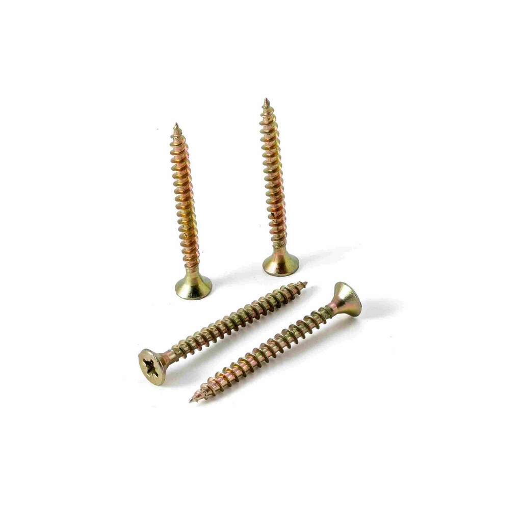 Саморез универсальный 4.5 x 45 желтый Kвaдpa потайная голова, цинк, уп. 10 шт.