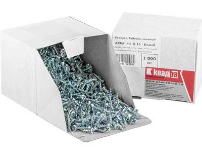Саморез мебельный острый 4.1 x 16 Arun белый цинк, фурнитурный, уп. 1000 шт.